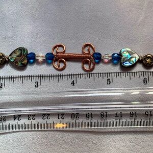 Copper and Abalone Wire-wrapped Beaded Bracelet handmade